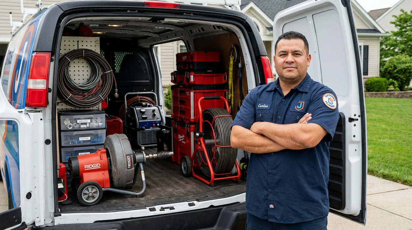 Professional drain cleaning equipment and Johns Plumbing LLC plumber in Lyndon