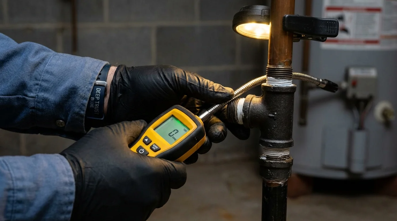 Gas leak detection with electronic sniffer by Johns Plumbing LLC in Lyndon